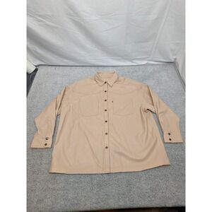 Levi's Western Shirt Faux Leather Snap Front Oversized XL Taupe Beige NWT